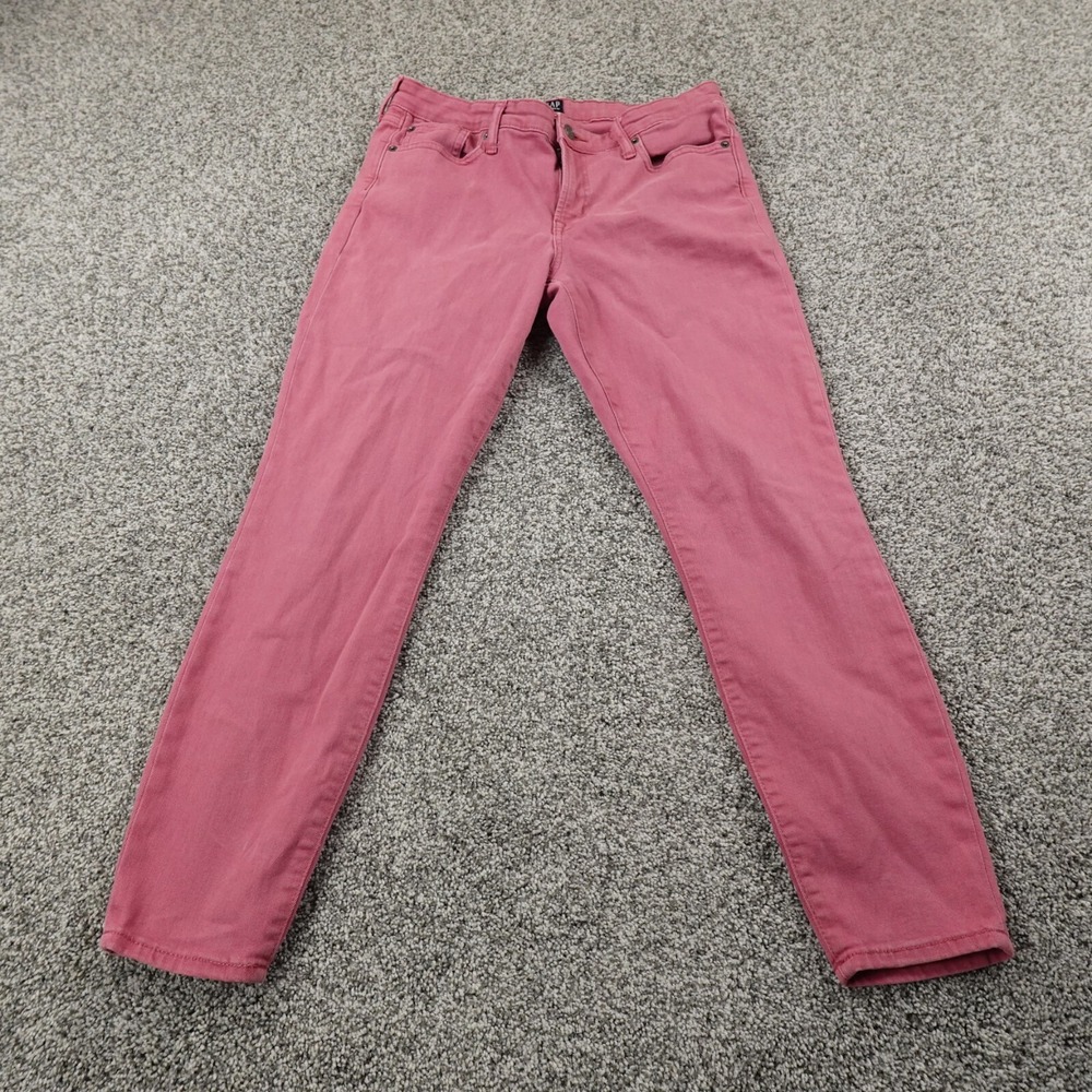Gap Jeans Womens 29 Pink Denim Five Pocket Pants Skinny Mid Rise Jegging Stretch